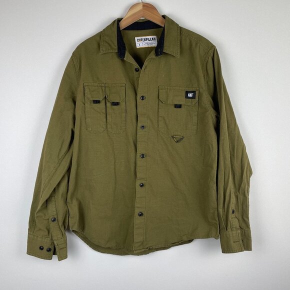CAT Utility Long Sleeve Shirt - Olive Green - Size L - Picture 3 of 8